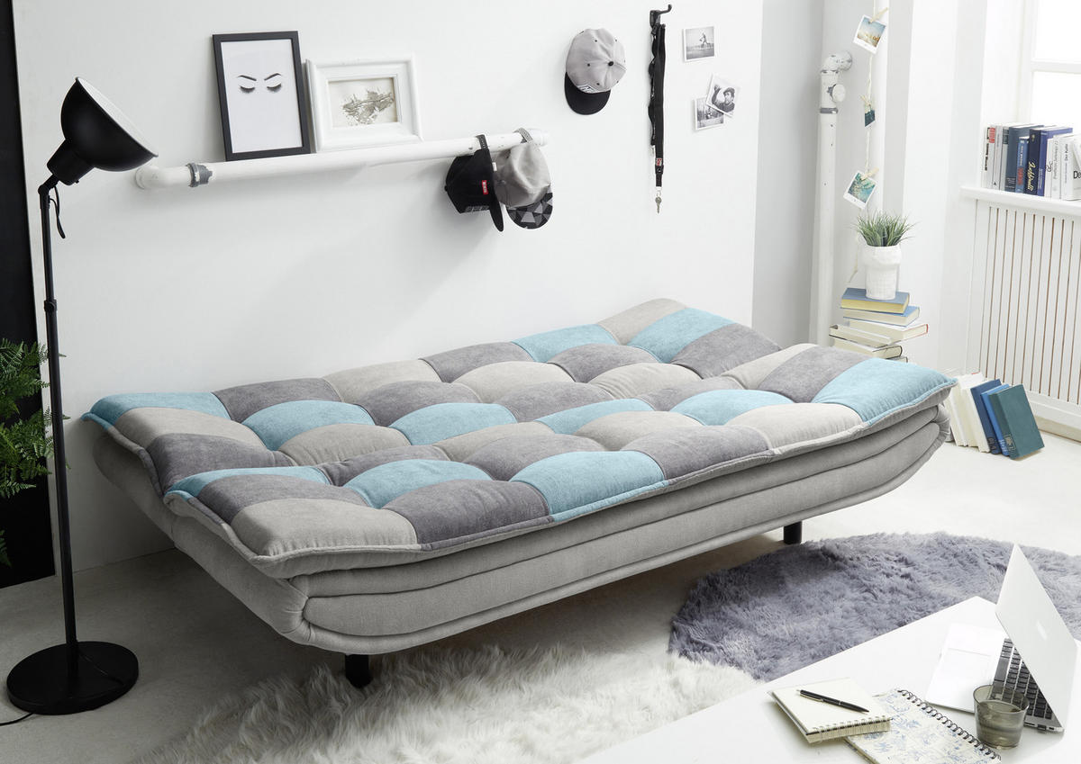 SCHLAFSOFA in Mikrovelours Türkis, Schlammfarben, Dunkelgrau  - Türkis/Schlammfarben, Basics, Kunststoff/Textil (188/90/89cm) - MID.YOU