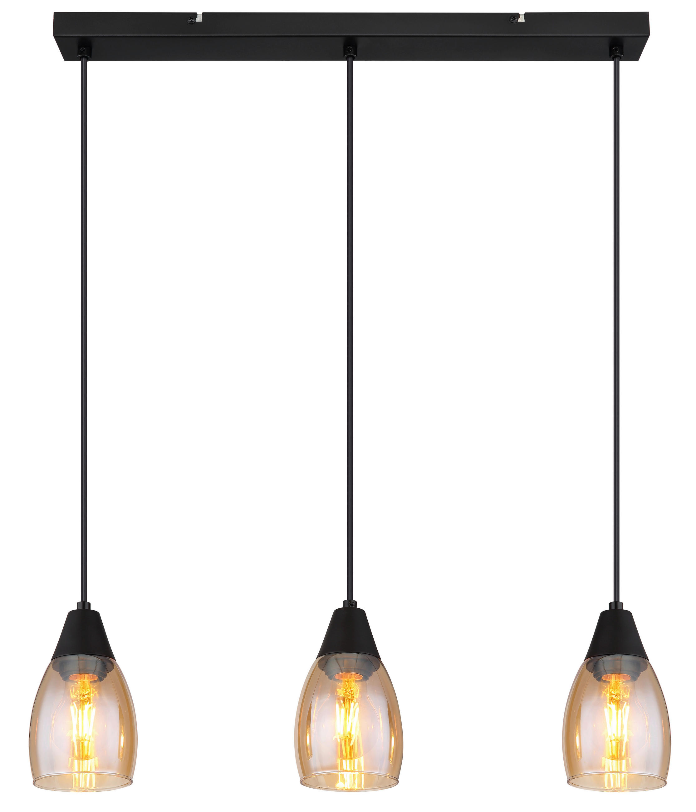 HÄNGELEUCHTE 55/10/120 cm   - Schwarz, Design, Glas/Kunststoff (55/10/120cm) - Globo