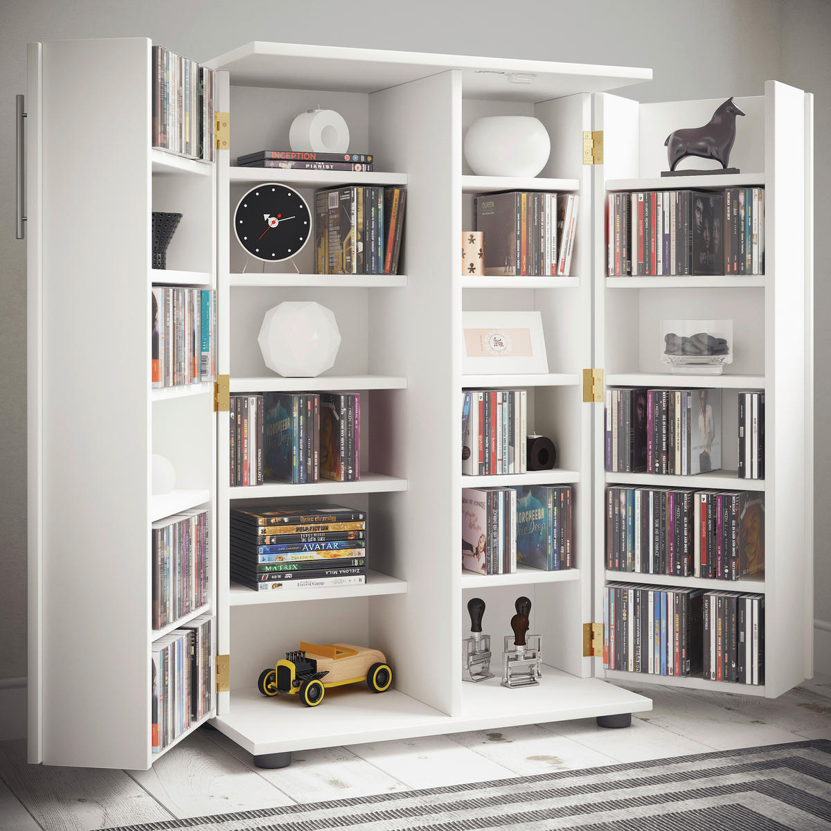 CD-REGAL - Weiss/Schwarz, Design, Holzwerkstoff/Kunststoff (60/93/31cm) - MID.YOU