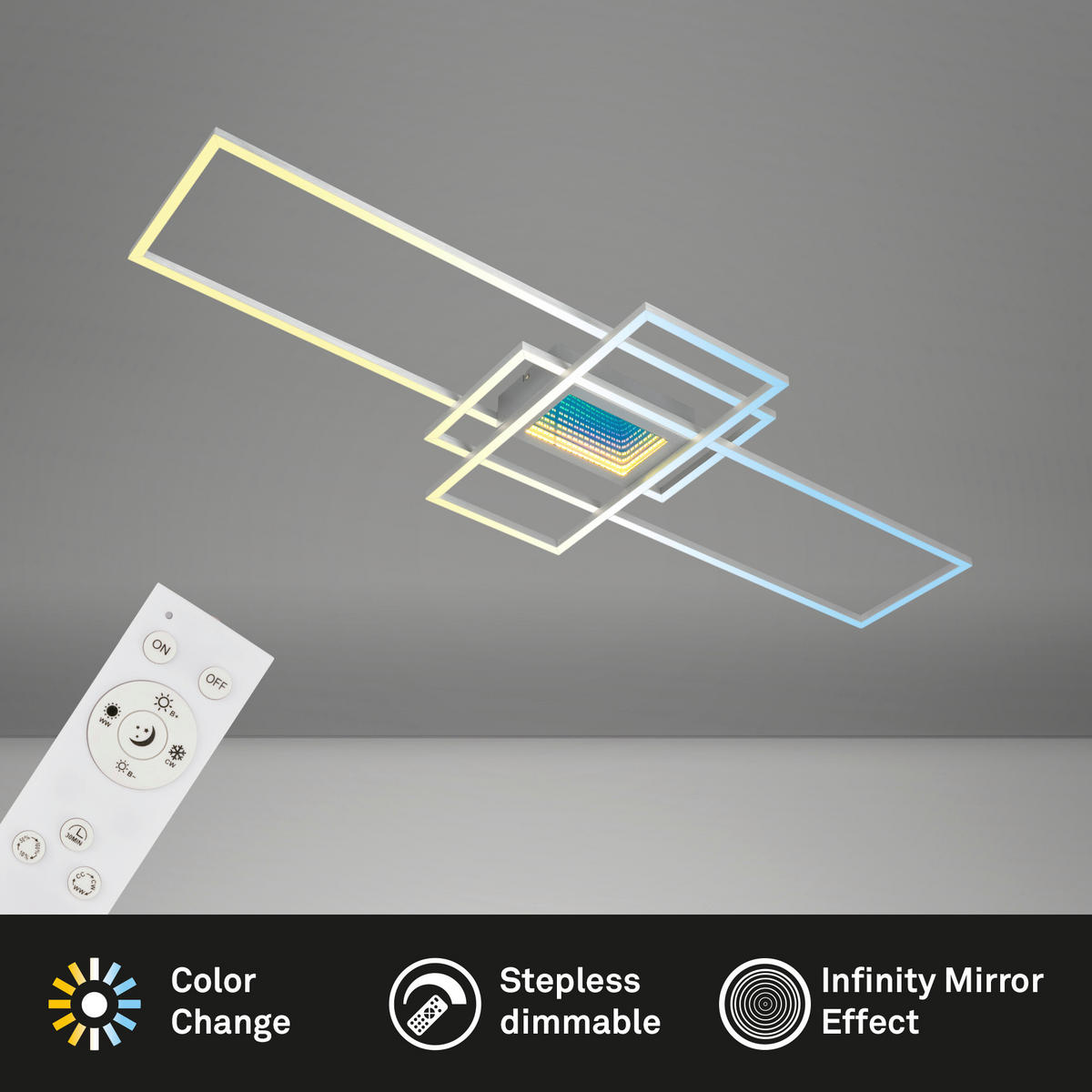 LED-DECKENLEUCHTE Misy 111/42/6,5 cm  - Chromfarben/Alufarben, Design, Kunststoff/Metall (111/42/6,5cm)