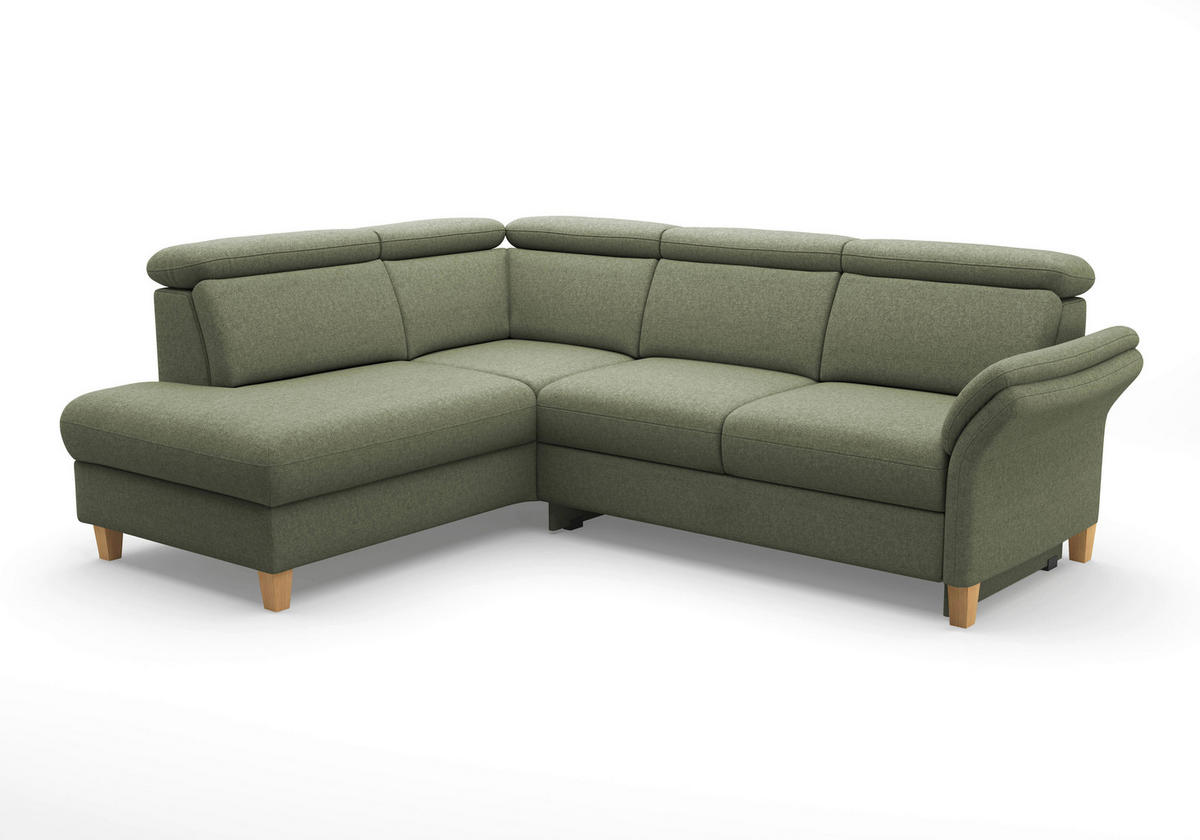 ECKSOFA GLENDALE E Olivgrün Flachgewebe  - Eichefarben/Olivgrün, KONVENTIONELL, Holz/Textil (193/247cm) - Sit & More