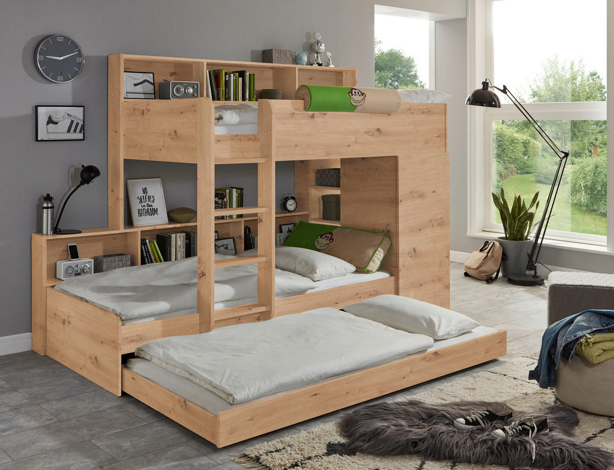 ETAGENBETT 90/200 cm Eiche Artisan  - Eiche Artisan, Design, Holzwerkstoff (90/200cm) - Xora