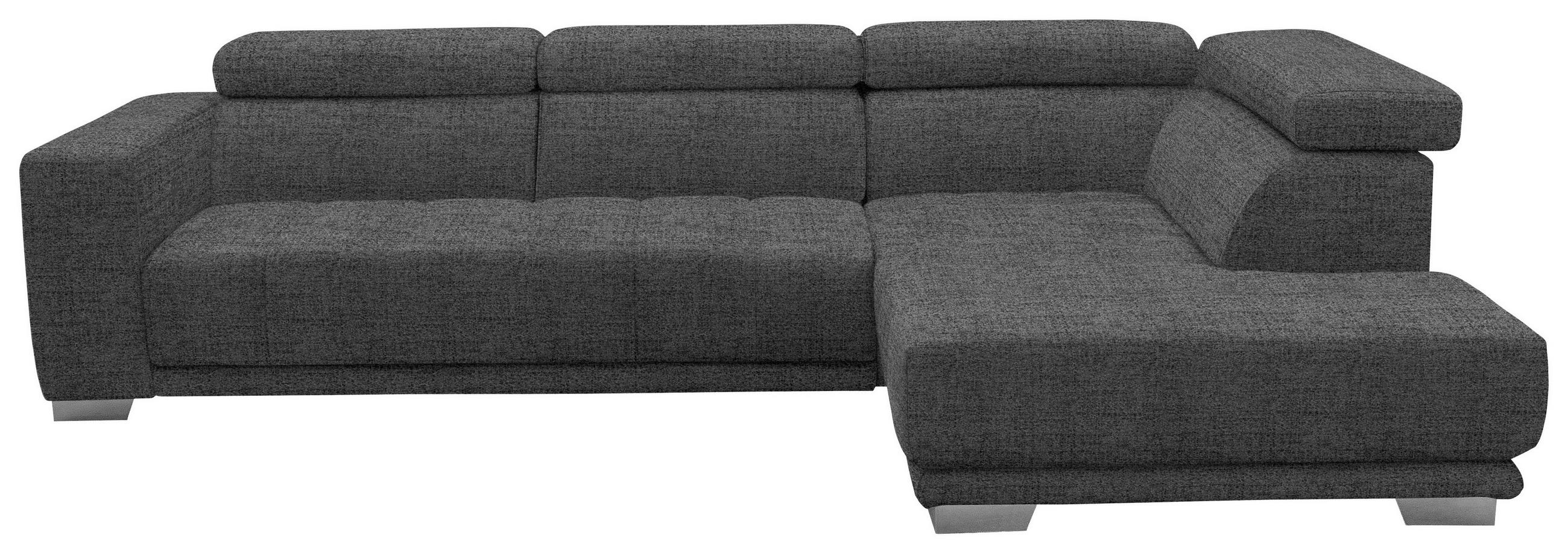 ECKSOFA in Chenille Grau  - Chromfarben/Grau, Design, Textil (301/207cm) - Xora