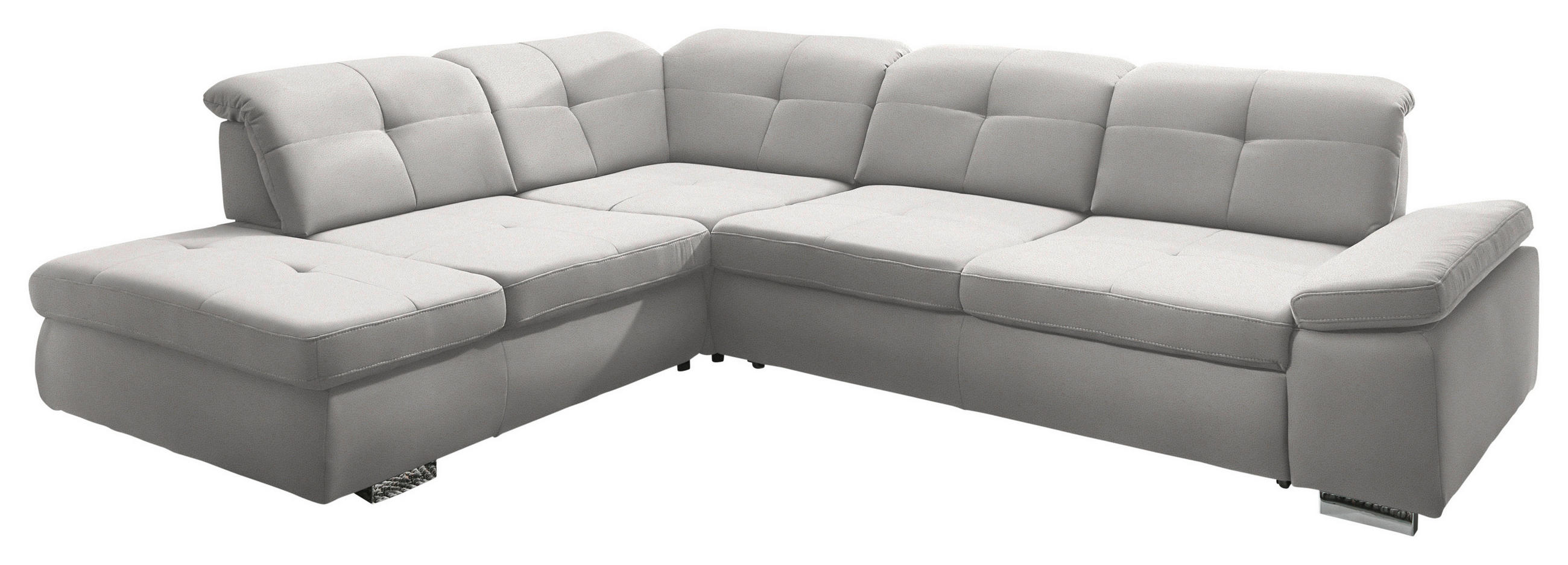 ECKSOFA  in Mikrofaser Creme  260/312 cm  - Chromfarben/Creme, Design, Textil/Metall (260/312cm) - Beldomo Style