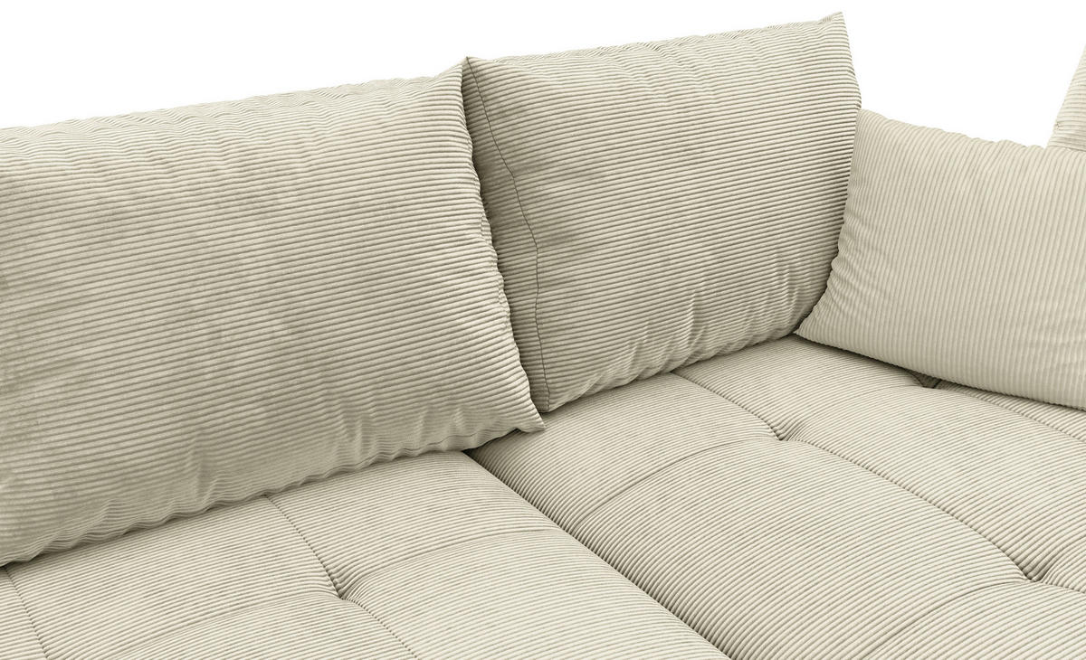 ECKSOFA Naturfarben Cord  - Schwarz/Naturfarben, KONVENTIONELL, Holz/Textil (298/202cm) - Carryhome