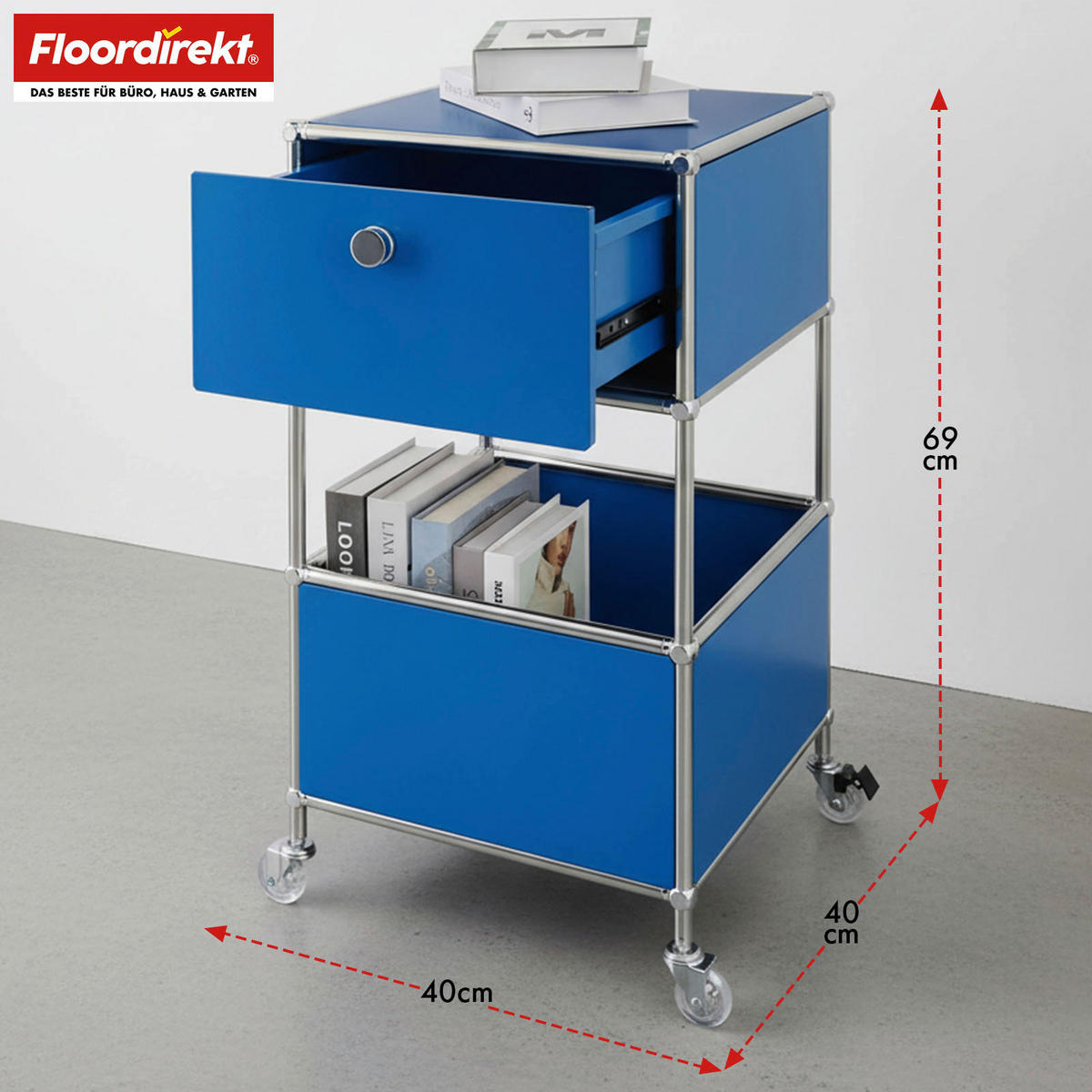 STANDREGAL Blau  - Blau, Basics, Metall (40/69/40cm) - Floordirekt
