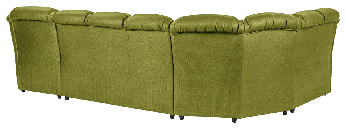 WOHNLANDSCHAFT Grün Chenille  - Schwarz/Grün, KONVENTIONELL, Kunststoff/Textil (216/333/165cm) - Livetastic