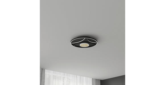 LED-DECKENLEUCHTE 39/5 cm   - Schwarz, Natur, Metall (39/5cm) - Novel