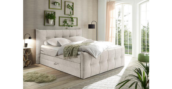 BOXSPRINGBETT 180/200 cm in Creme - Creme/Schwarz, Basics, Holzwerkstoff/Kunststoff (180/200cm) - Esposa