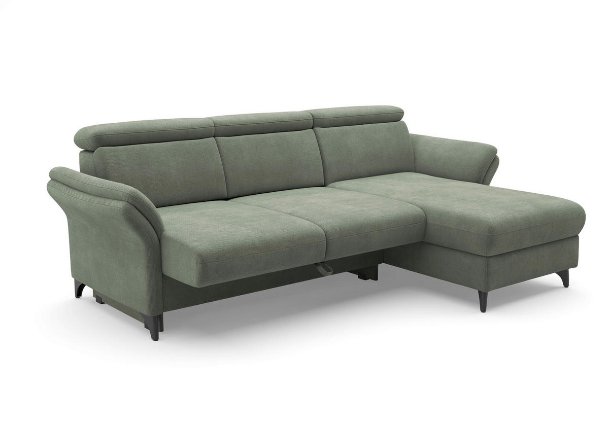 ECKSOFA GLENDALE E Dunkelgrün Flachgewebe  - Dunkelgrün/Schwarz, KONVENTIONELL, Textil/Metall (253/166cm) - Sit & More
