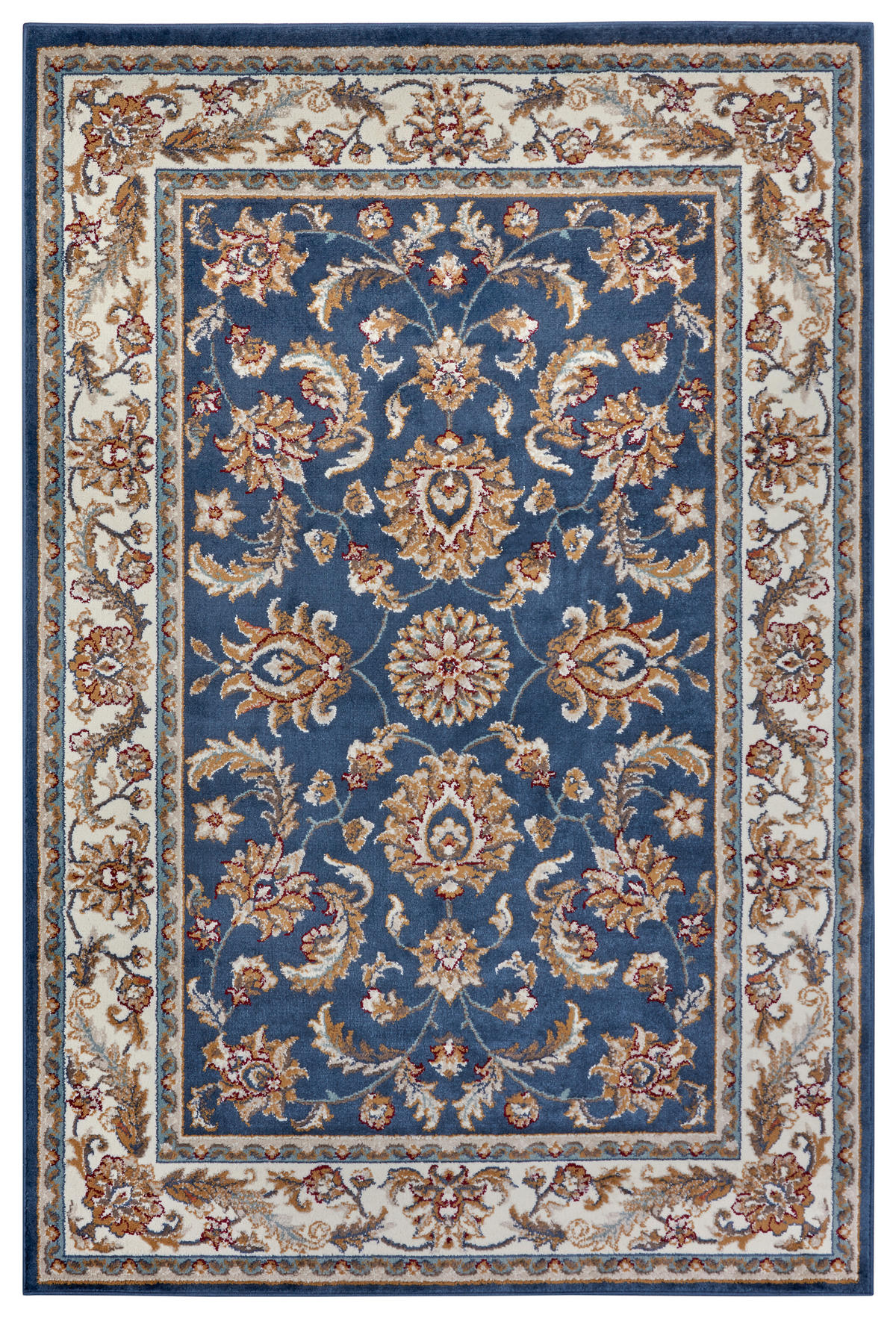 FLACHWEBETEPPICH 57/90 cm Luxor Blau, Creme  - Blau/Creme, Design, Kunststoff/Textil (57/90cm)