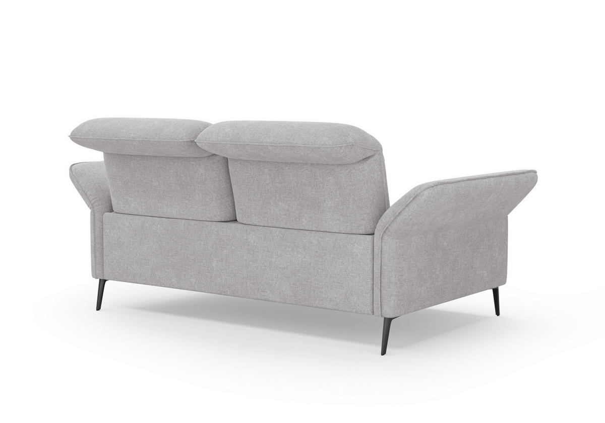 3-SITZER-SOFA in Flachgewebe Hellgrau  - Hellgrau/Schwarz, Konventionell, Textil/Metall (199/92/123cm) - Sit & More