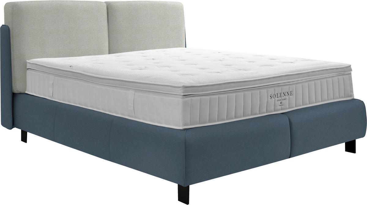 BOXSPRINGBETT 180/200 cm  in Blau, Hellgrau  - Blau/Hellgrau, Design, Textil/Metall (180/200cm) - Johann Jakob