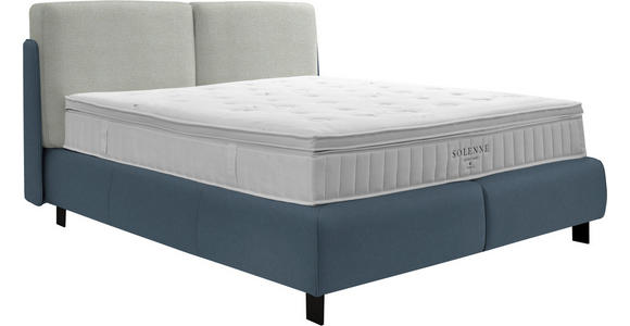 BOXSPRINGBETT 180/200 cm  in Blau, Hellgrau  - Blau/Hellgrau, Design, Textil/Metall (180/200cm) - Johann Jakob