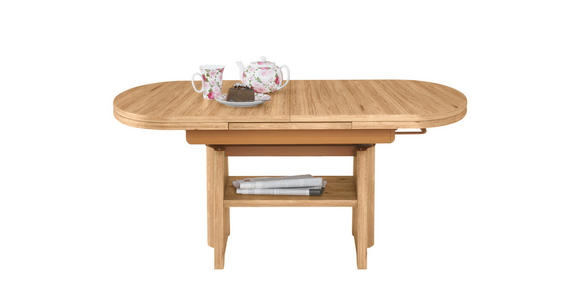 COUCHTISCH Wildeiche furniert 125-165,5/71/56-75 cm oval Eiche Bianco, Wildeiche  - Wildeiche/Eiche Bianco, KONVENTIONELL, Holzwerkstoff/Metall (125-165,5/71/56-75cm) - Venda