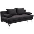 SCHLAFSOFA in Samt Schwarz  - Schwarz, Design, Textil/Metall (205/79-96/85cm) - Novel