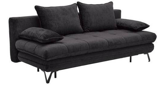 SCHLAFSOFA in Samt Schwarz  - Schwarz, Design, Textil/Metall (205/79-96/85cm) - Novel