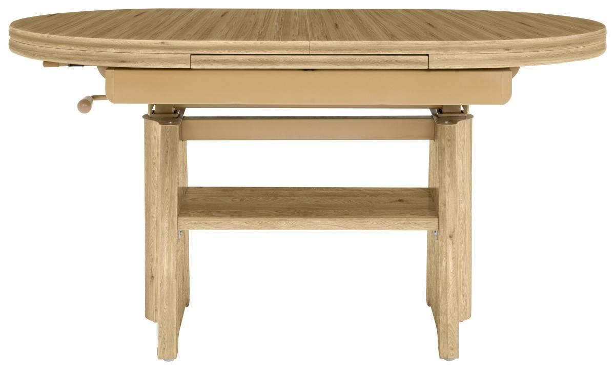 COUCHTISCH Wildeiche furniert 110-130,5/65/56-75 cm oval Wildeiche  - Wildeiche, KONVENTIONELL, Holzwerkstoff/Metall (110-130,5/65/56-75cm) - Venda