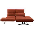 ECKSOFA in Echtleder Orange  - Schwarz/Orange, Design, Leder/Metall (210/130cm) - Dieter Knoll