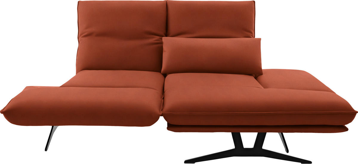 ECKSOFA in Echtleder Orange  - Schwarz/Orange, Design, Leder/Metall (210/130cm) - Dieter Knoll