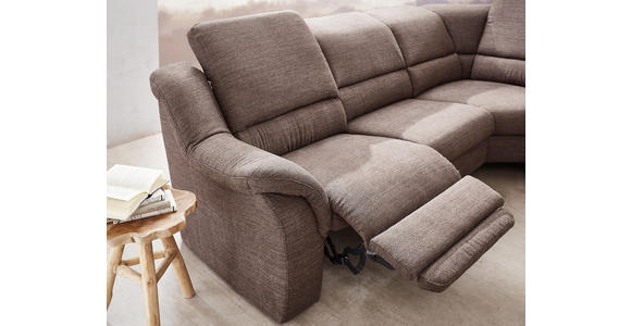 WOHNLANDSCHAFT in Textil Braun - Chromfarben/Braun, KONVENTIONELL, Kunststoff/Textil (275/245cm) - Cantus