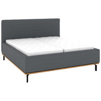 POLSTERBETT Matratze, Lattenrost, Bettkasten 180/200 cm  in Grau  - Graphitfarben/Weiß, Design, Holz/Textil (180/200cm) - Musterring