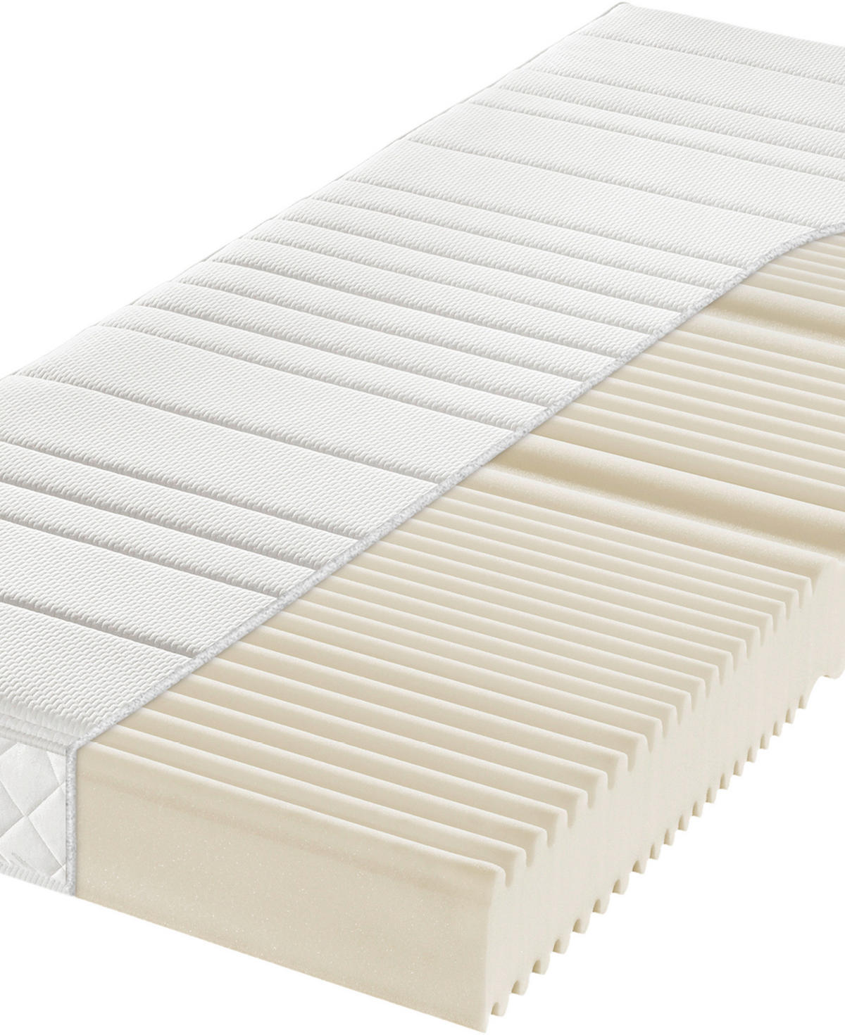 KOMFORTSCHAUMMATRATZE 90/200 cm, Höhe ca.: 16 cm, H2 = mittel, 7-Zonen - Weiß, Basics, Textil (90/200cm) - Sleeptex