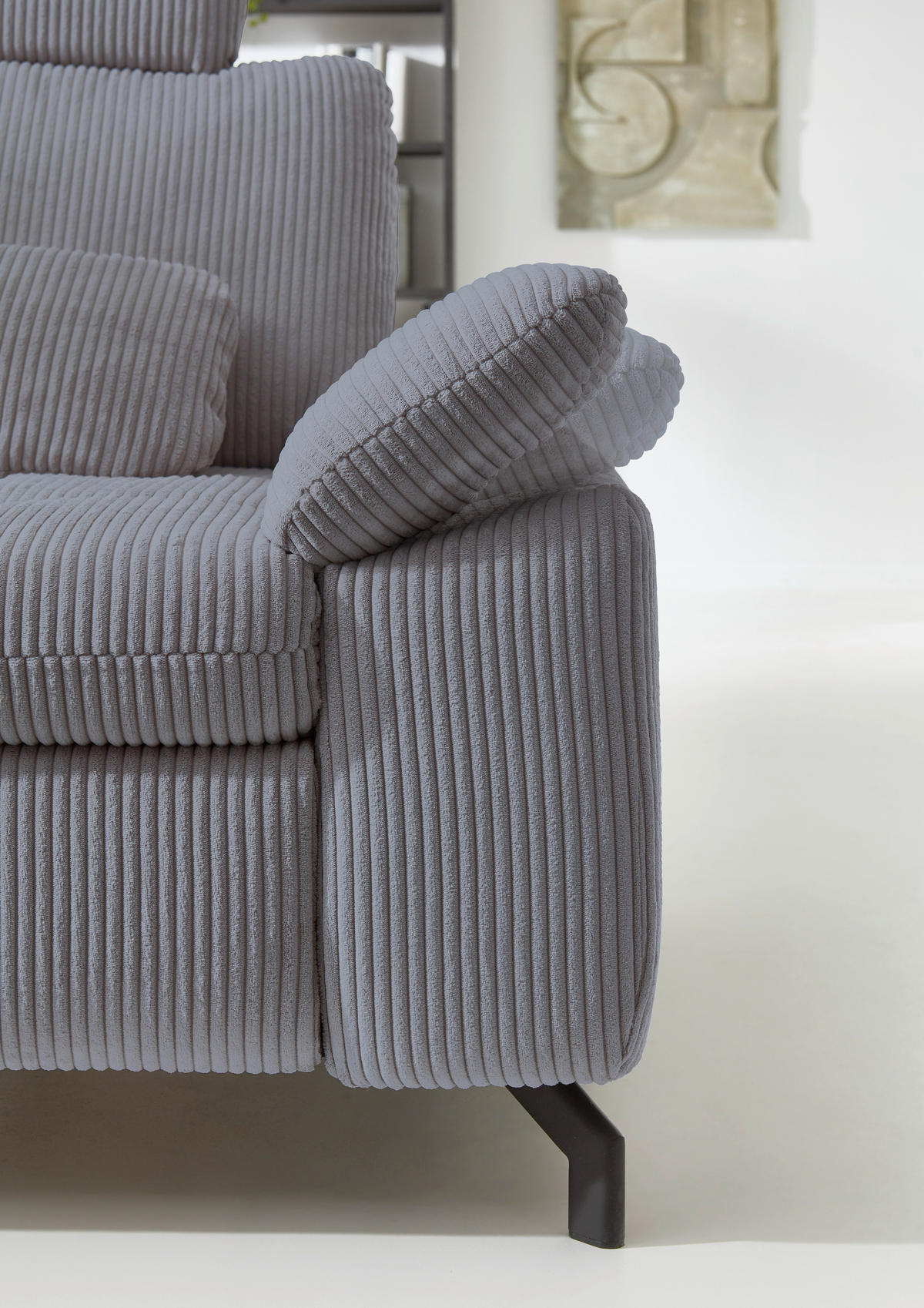 ECKSOFA in Cord, Velours Anthrazit  - Anthrazit/Schwarz, Design, Textil/Metall (197/291cm) - Beldomo Style