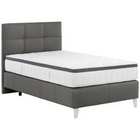 BOXSPRINGBETT 140/200 cm  in Anthrazit  - Chromfarben/Anthrazit, KONVENTIONELL, Leder/Textil (140/200cm) - Novel