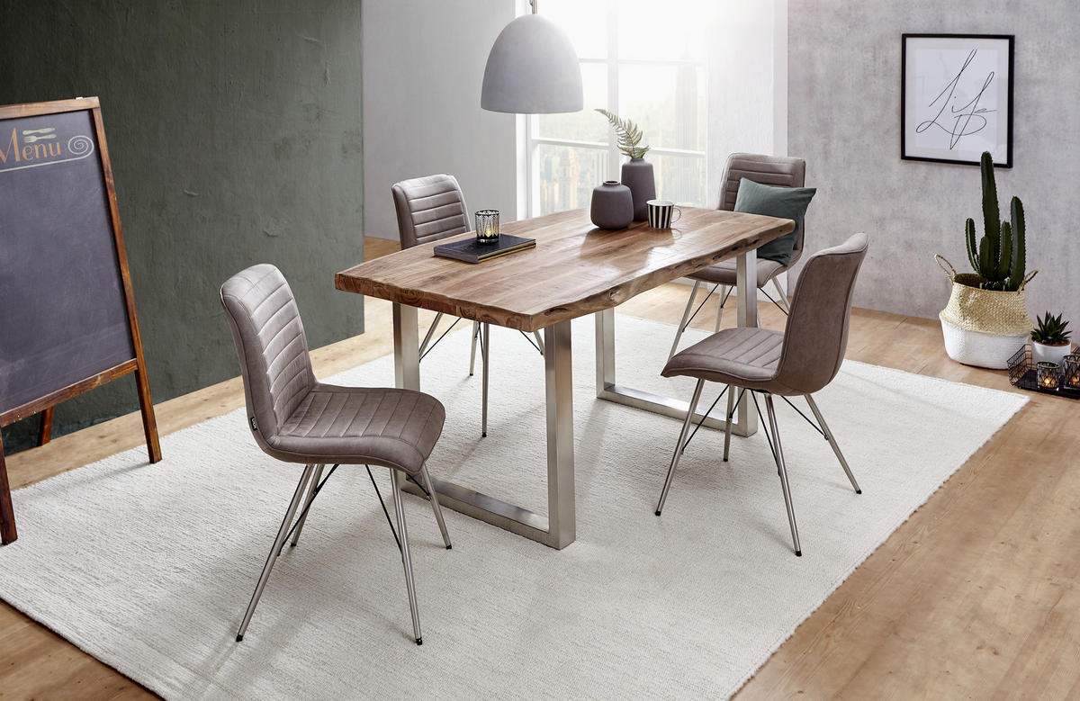SZÉK fém, textil taupe, nemesacélszínű  - nemesacélszínű/taupe, Design, textil/fém (54/89/60cm) - Xora