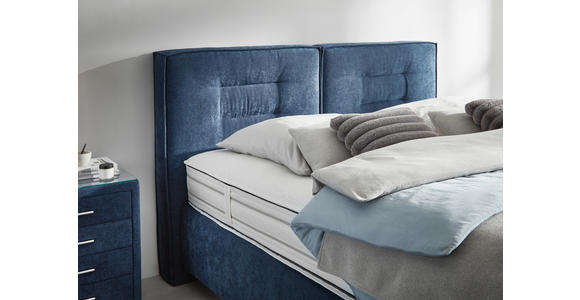 BOXSPRINGBETT 200/200 cm  in Dunkelblau  - Chromfarben/Dunkelblau, KONVENTIONELL, Textil/Metall (200/200cm) - Dieter Knoll
