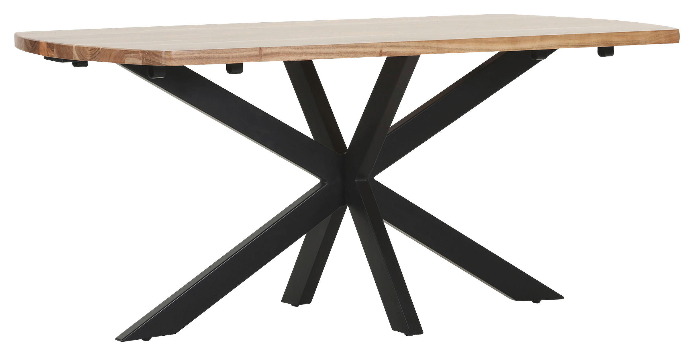 ESSTISCH Akazie massiv bootsförmig Akaziefarben  - Schwarz/Akaziefarben, Natur, Holz/Metall (175/90/78cm) - Livetastic
