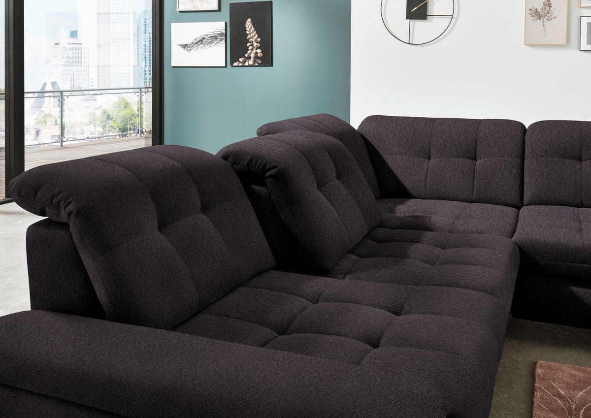 ECKSOFA in Chenille Schwarz  - Chromfarben/Schwarz, Design, Textil/Metall (310/260cm) - Beldomo Speed