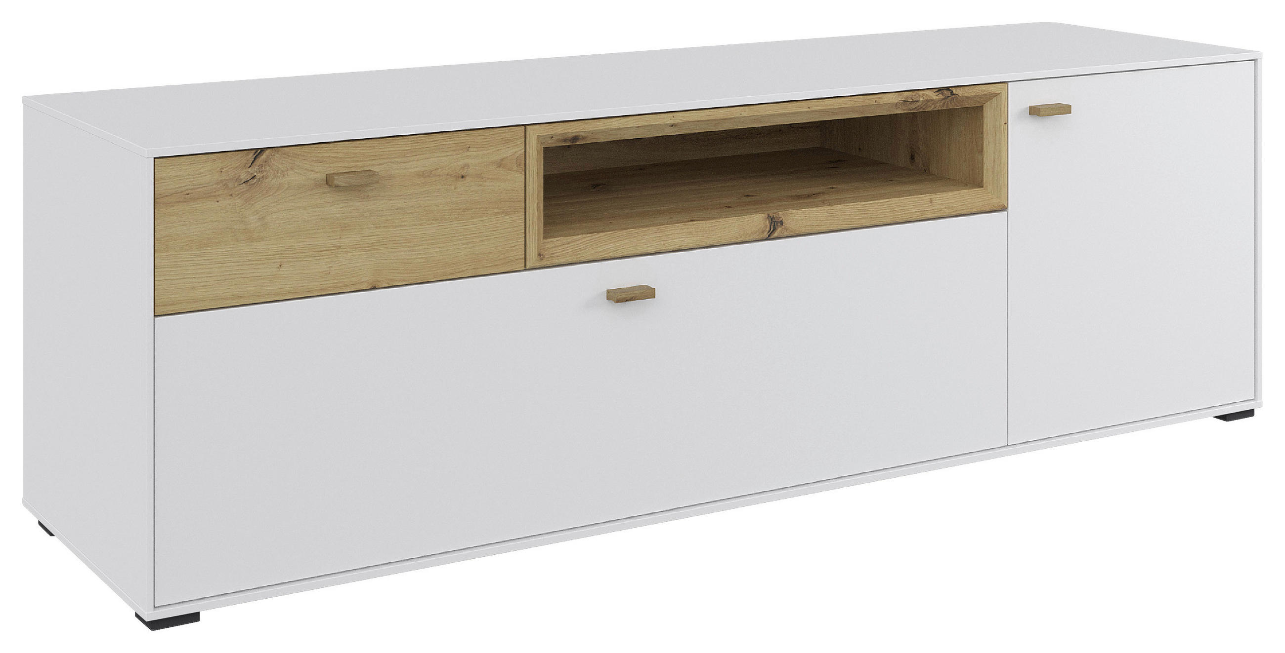 LOWBOARD  in 165/53/49,1 cm  - Weiss/Eichefarben, Modern, Holz/Holzwerkstoff (165/53/49,1cm) - Hom`in
