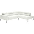 ECKSOFA Weiß Flachgewebe  - Chromfarben/Weiß, KONVENTIONELL, Textil/Metall (282/224cm) - Hom`in