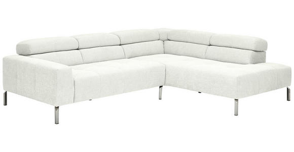 ECKSOFA Weiß Flachgewebe - Chromfarben/Weiß, KONVENTIONELL, Textil/Metall (282/224cm) - Hom`in