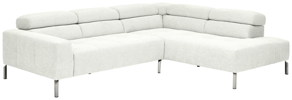 ECKSOFA Weiß Flachgewebe  - Chromfarben/Weiß, KONVENTIONELL, Textil/Metall (282/224cm) - Hom`in