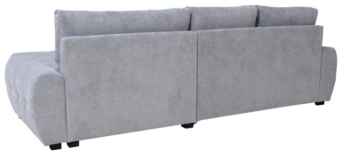 ECKSCHLAFSOFA  in Velours Hellgrau  - Chromfarben/Hellgrau, Design, Kunststoff/Textil (277/175cm) - Livetastic