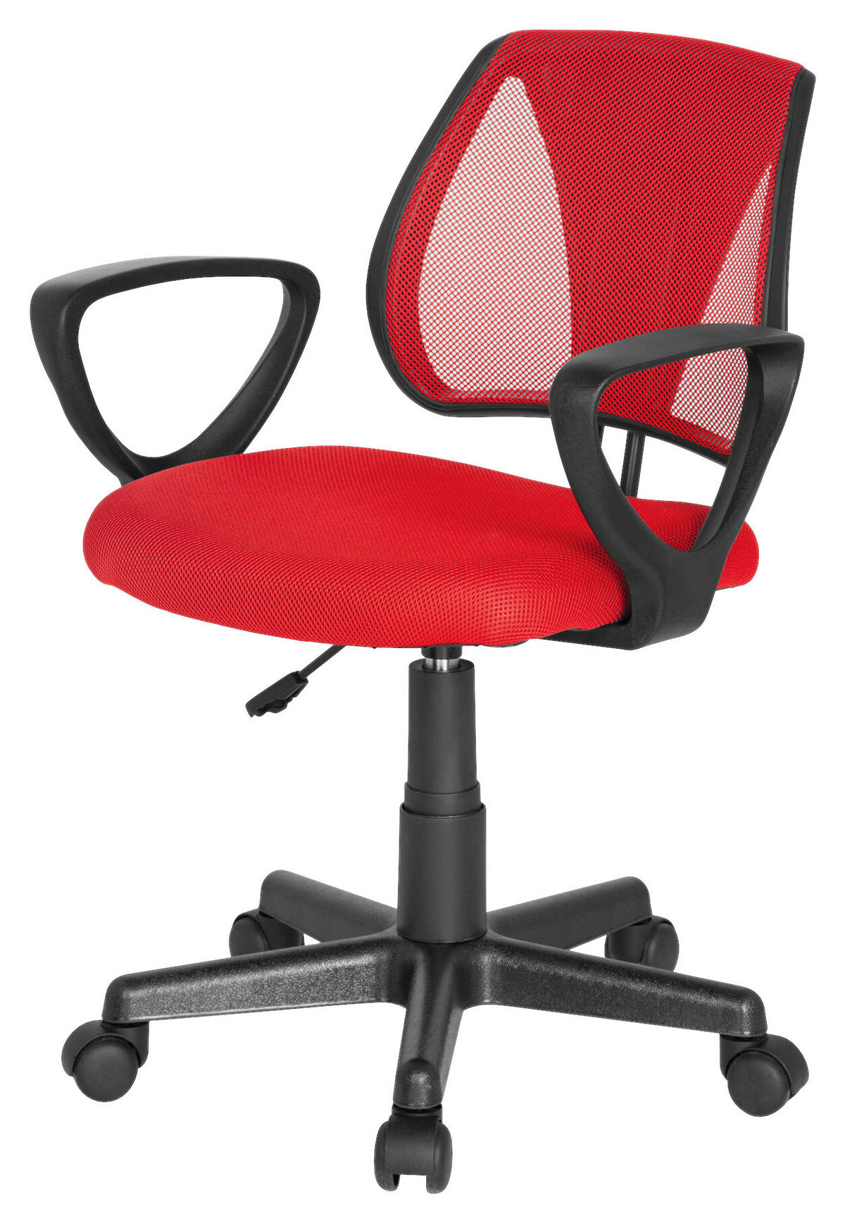 JUGENDDREHSTUHL Rot  - Rot/Schwarz, Basics, Kunststoff (58/75-92/45cm) - MID.YOU