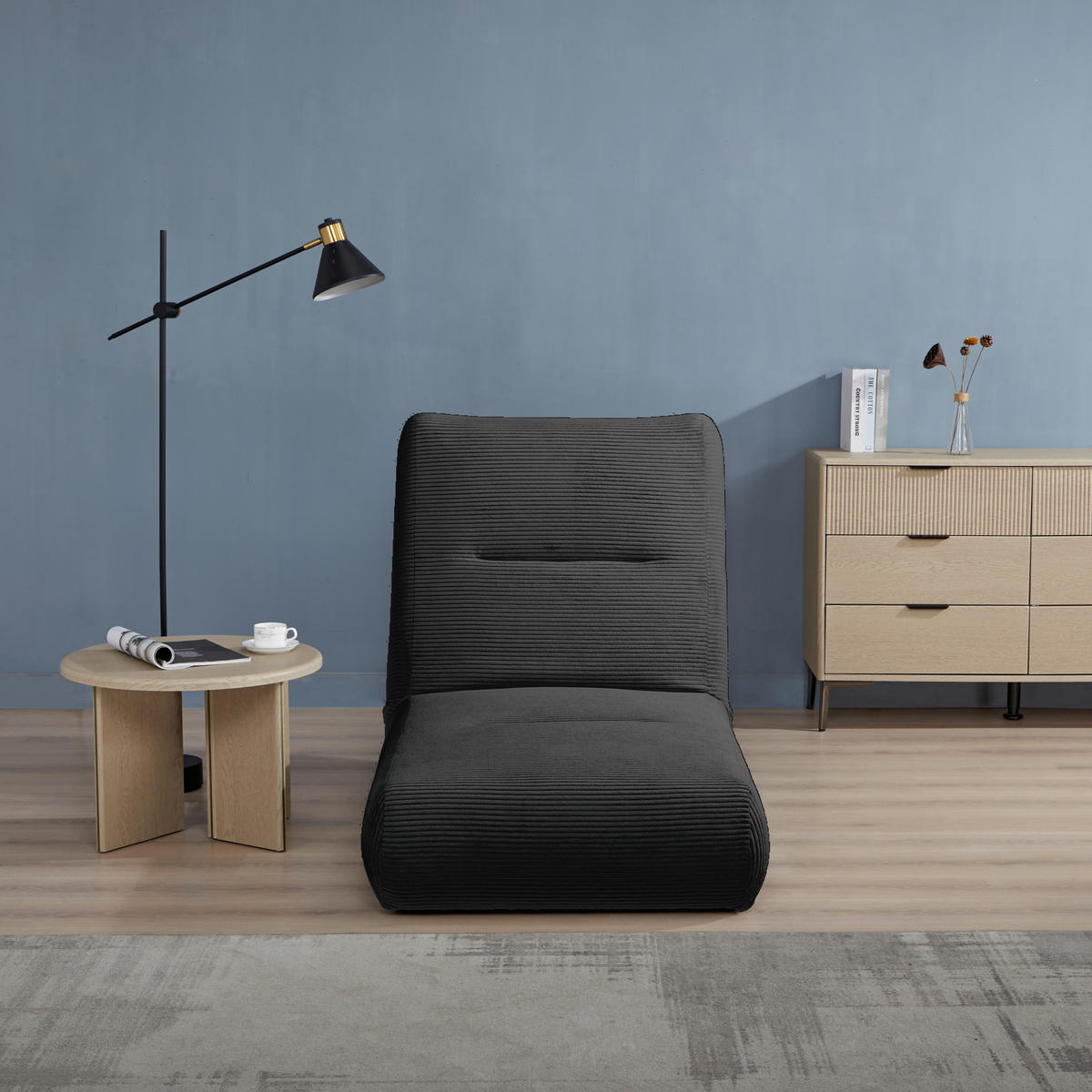 SCHLAFSESSEL in Cord Schwarz  - Schwarz, Design, Textil (81/88/160cm) - Livetastic