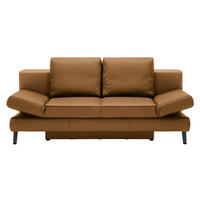 SCHLAFSOFA in Echtleder Braun  - Schwarz/Braun, Design, Leder/Metall (200/85/90cm) - Novel
