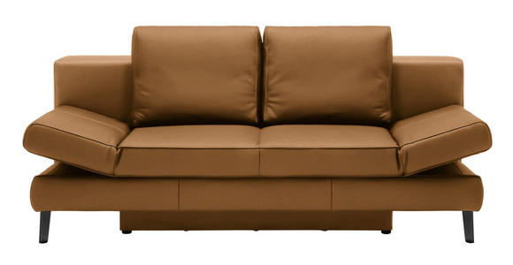 SCHLAFSOFA in Echtleder Braun  - Schwarz/Braun, Design, Leder/Metall (200/85/90cm) - Novel