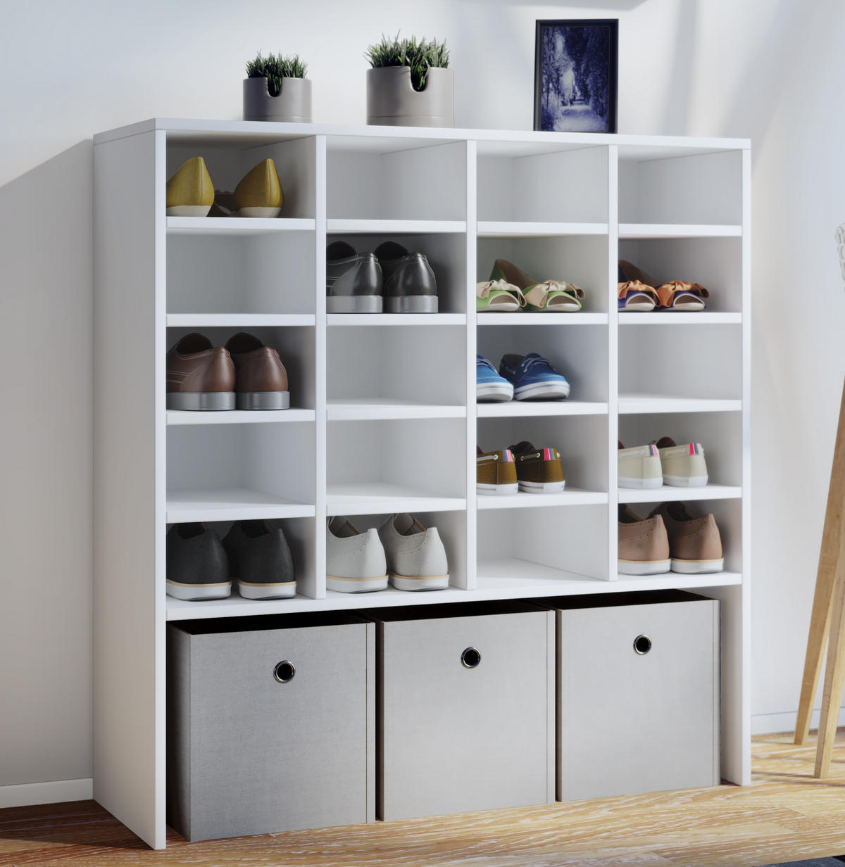 SCHUHREGAL Weiß  - Weiß, KONVENTIONELL, Holzwerkstoff (92/99/33cm) - MID.YOU
