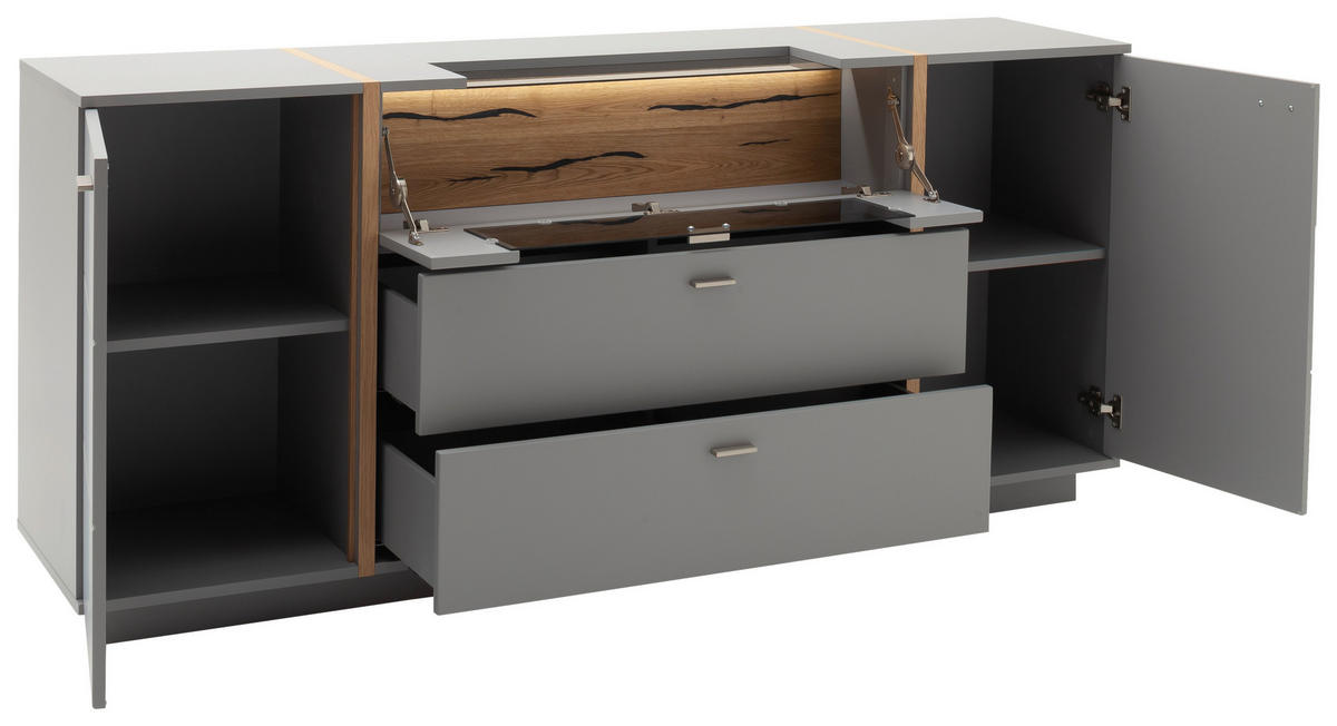 SIDEBOARD 196/87/44 cm  - grå/nickelfärgad, Design, metall/trämaterial (196/87/44cm) - MID.YOU
