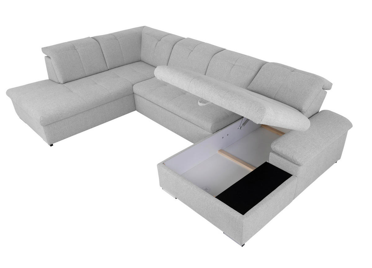 WOHNLANDSCHAFT Hellgrau  - Hellgrau/Grau, Design, Textil/Metall (215/328/173cm) - MID.YOU