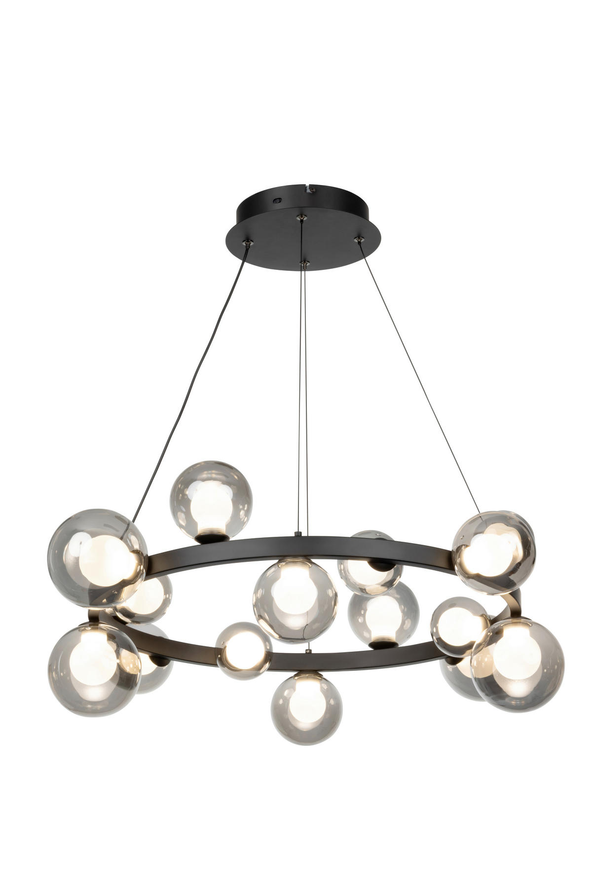 ZÁVESNÉ LED SVIETIDLO, 79,5/150 cm  - čiernohnedá, Design, kov/sklo (79,5/150cm) - Dieter Knoll