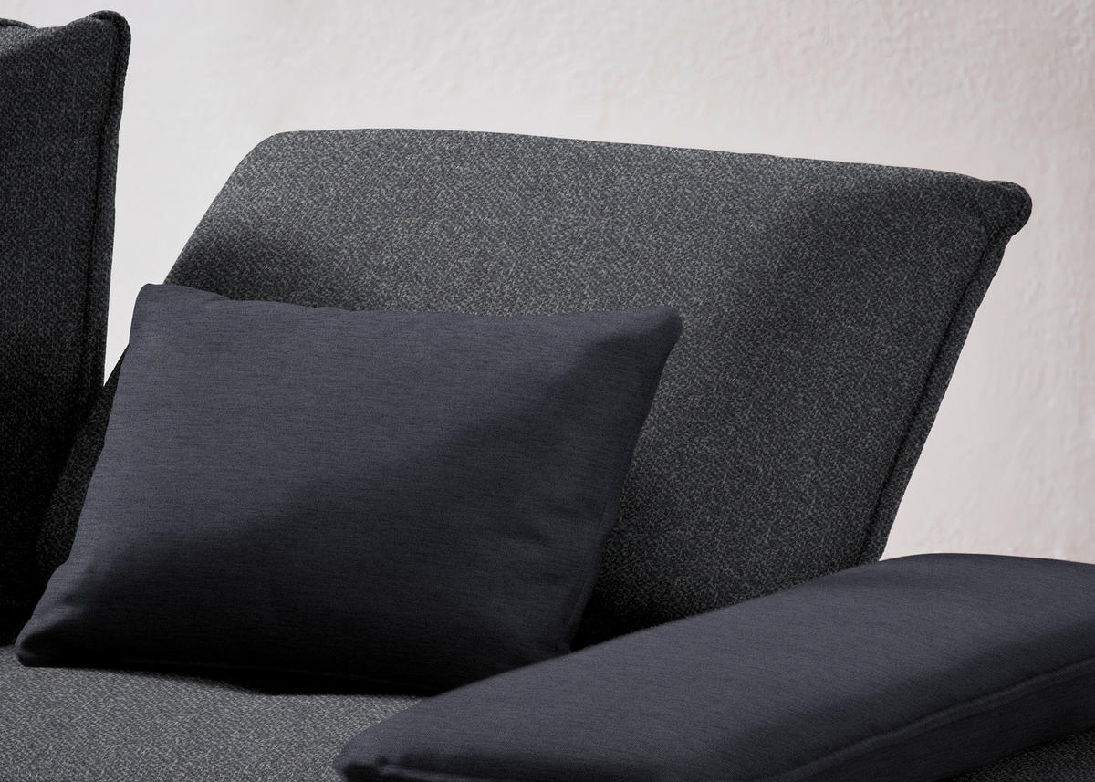 ECKSOFA in Flachgewebe Anthrazit  - Anthrazit/Schwarz, Design, Textil/Metall (310/250cm) - Moderano