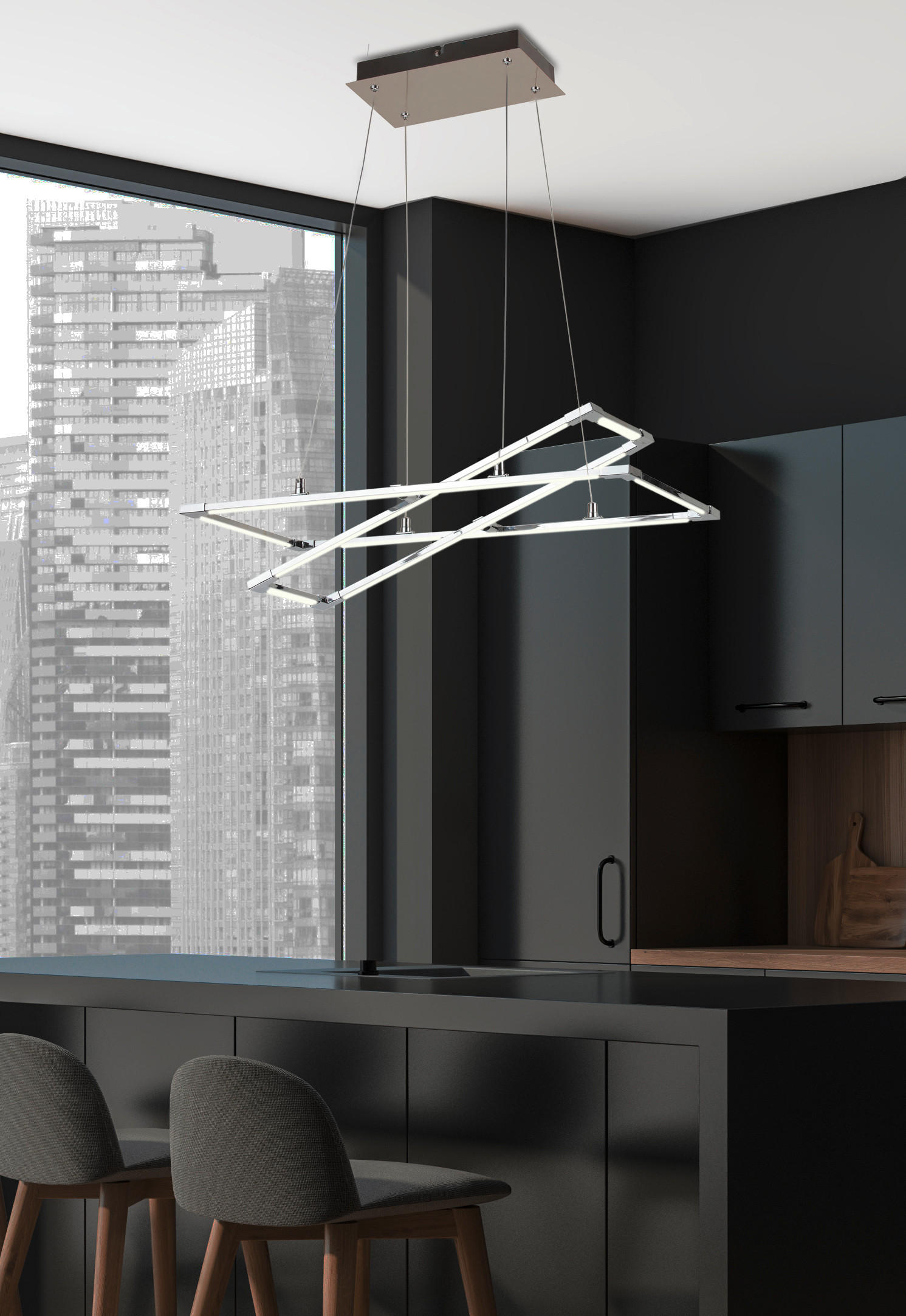 LED-PENDELLEUCHTE 60/30/120 cm  - Silberfarben, Design, Metall (60/30/120cm)