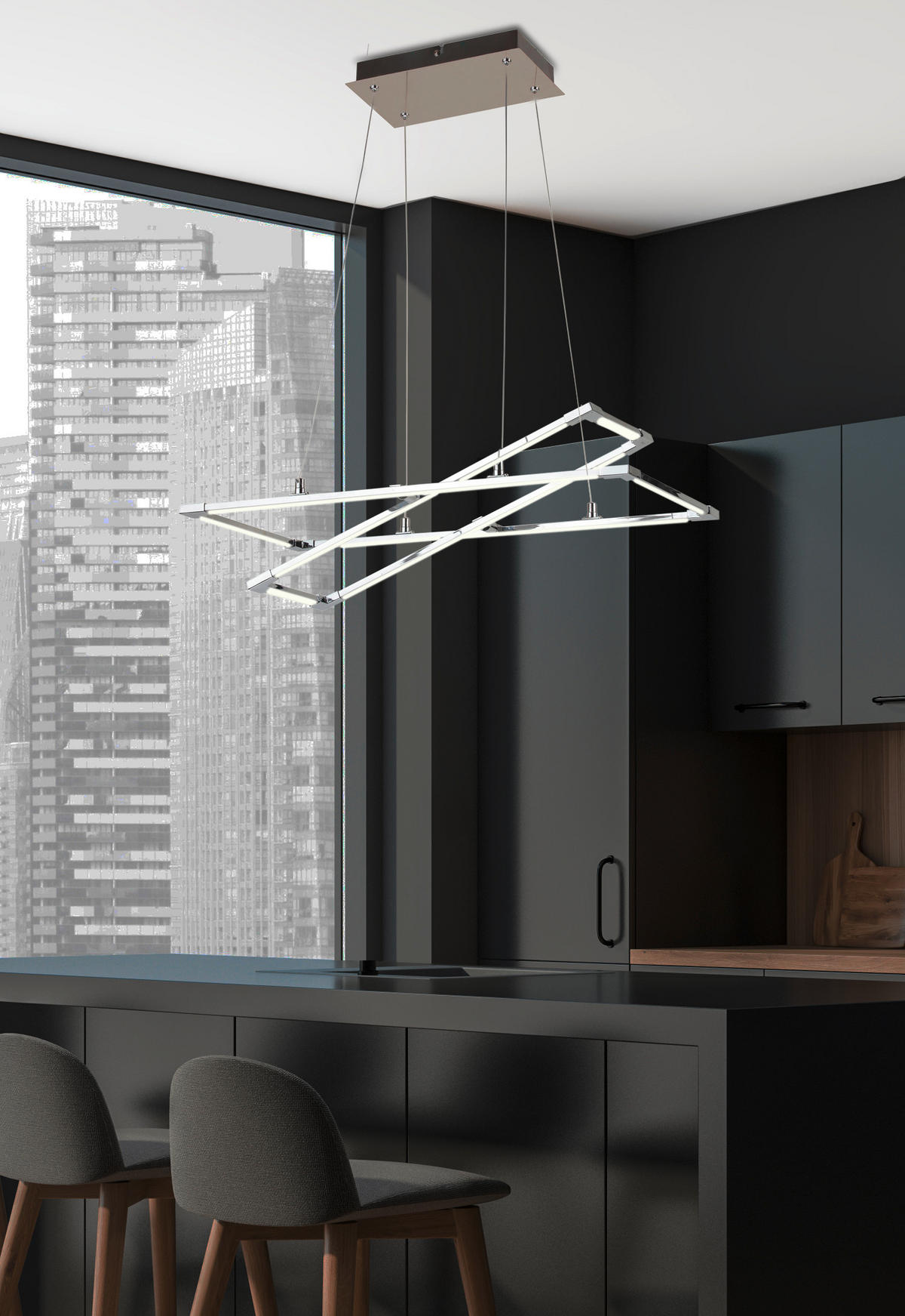 LED-PENDELLEUCHTE 60/30/120 cm  - Silberfarben, Design, Metall (60/30/120cm)