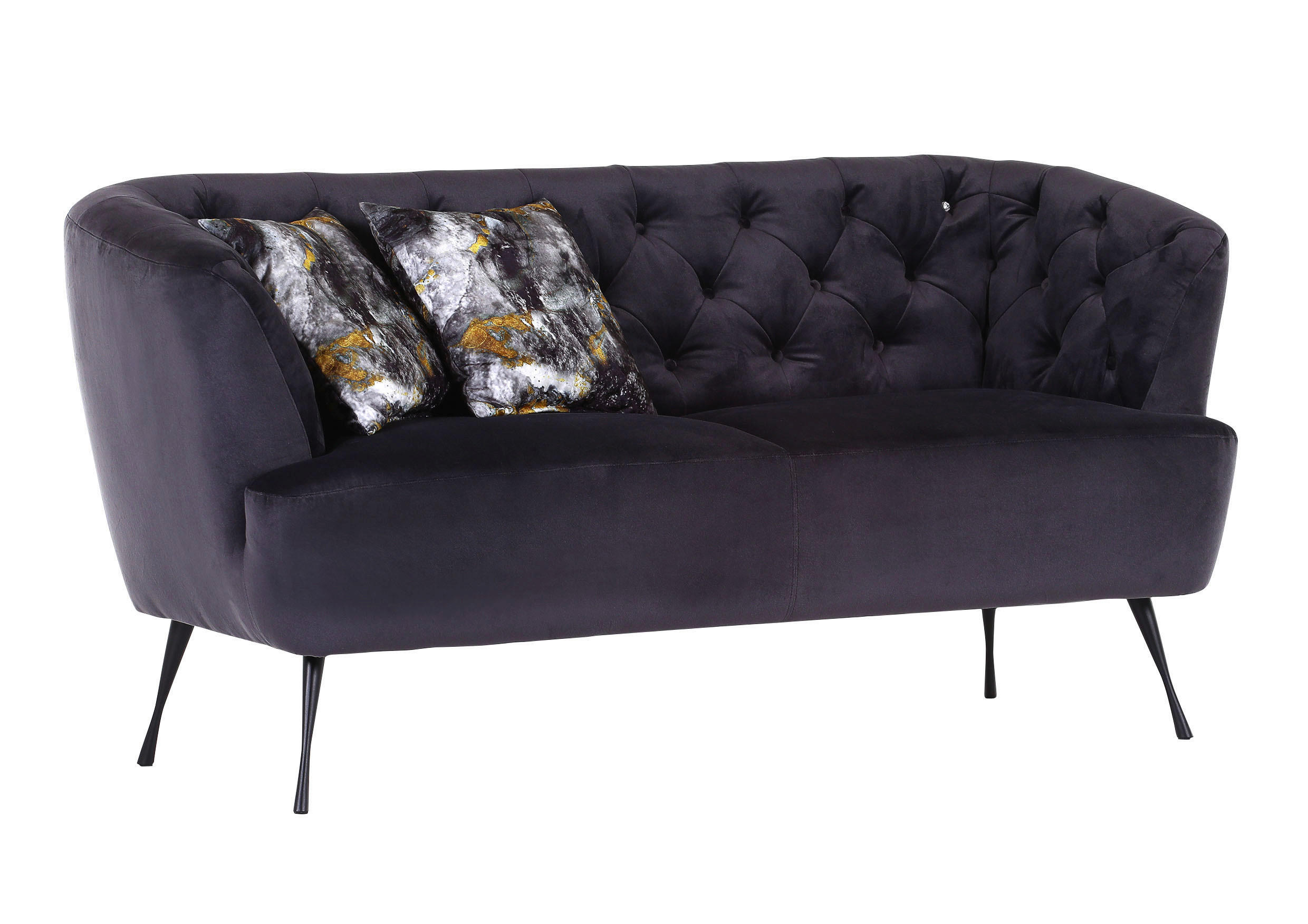 STOPPAD BÄNK i textil svart  - svart, Romantik / Lanthus, metall/textil (170/86/77cm) - Landscape